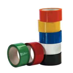 A photo of colored carton sealing tape.