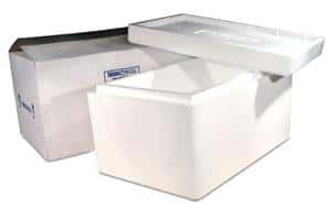 A photo of an insulated shipper box.